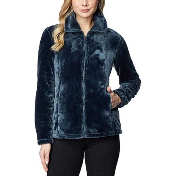 Ladies’ 32 Degrees Heat Dark Blue Plush Luxe Faux Fur Full Zipper Jacket (Small) - Picture 4 of 6